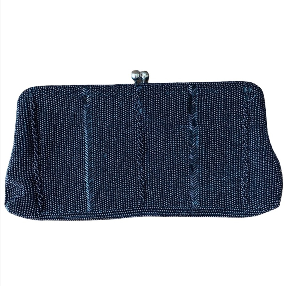 Vintage Vivant by Sarne’ Black Beaded Clutch Evening Bag Purse